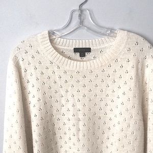 J. Crew Ivory Pointelle Crewneck Sweater
